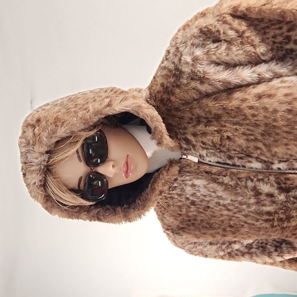 RUE+ Leopard Full zip fuzzy hoodie, Size 1X - Picture 1 of 17